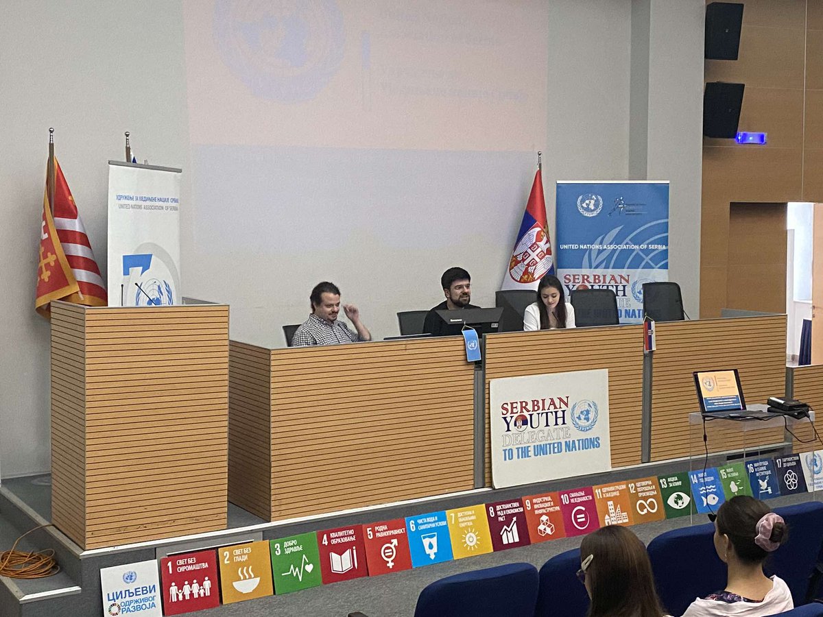 YouthDelegateRS's tweet photo. Omladinski delegati Srbije u UN Jovana Milurović i Damir Dizdarević imali su #dijalog sa mladima iz programa @unaserbia i @BIMUN_UNASerbia. 🇷🇸
Predavanje #SistemUN i uloga mladih održao je Stefan Kondić, predsednik Programskog saveta UNA Serbia.🇺🇳 
#Mladi #Srbija #UN #Youth2030 https://t.co/oJp9GK3krC
