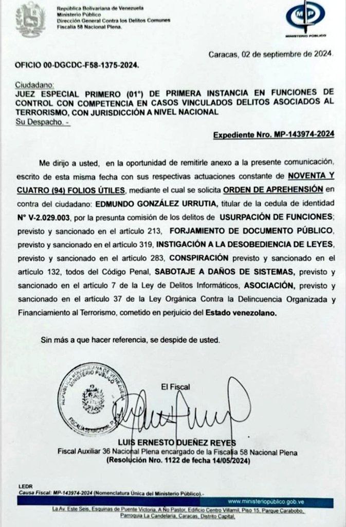 luisratti_ve's tweet image. #ULTIMAHORA Como OPOSITOR, DEMÓCRATA, PACIFISTA, NACIONALISTA Y CRISTIANO, hoy Celebro la Orden de Aprehensión contra Edmundo González, nunca fijare una posición ambigua y vergonzosa como la de Manuel Rosales, ahora exijo una Orden de Aprehensión contra Maria Corina Machado,…