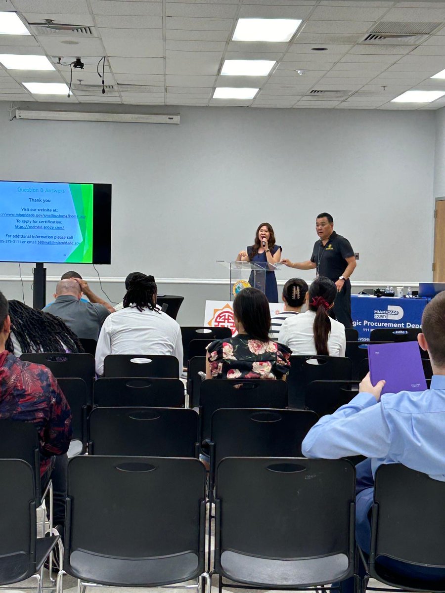 On 8/30/24, SPD hosted a vendor workshop with Miami-Dade County's Asian American Advisory Board and <a href="/CityNMB/">CityofNMB</a> to provide vendors with information on contracting opportunities with the County, the City and @MDCPSOEA. More than 40 local businesses attended the event.