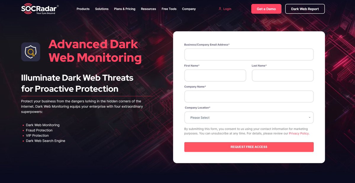 Looking for a one-stop dark web solution?

Overcome the Dark Web risks with #SOCRadar Advanced Dark Web Monitoring!

<a href="/socradar/">SOCRadar®</a>

#CyberSecurity #OSINT #tool #infosec #DeepWeb #intelligence #DarkWeb