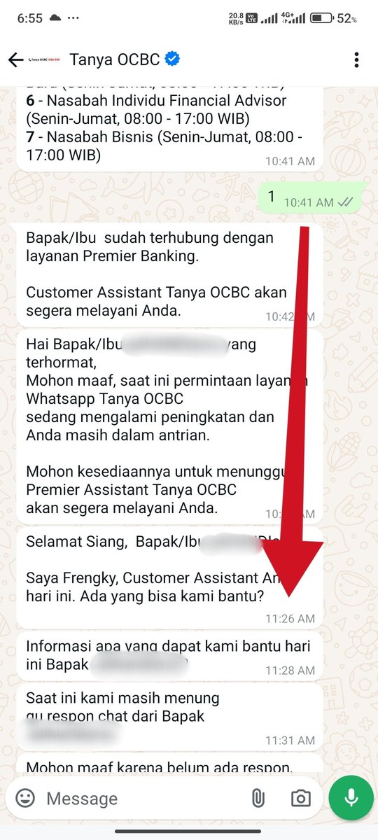 HandyHandogo's tweet photo. @OCBC_Indonesia Setelah 45 menit baru direspon. Channel customer service mana yang bisa merespon lebih cepat? Saya nasabah pengalihan dari Commonwealth, perlu penjelasan mengenai tidak dapat dilakukannya transaksi reksadana USD di mobile app. OCBC. https://t.co/7Kdmg0nAan