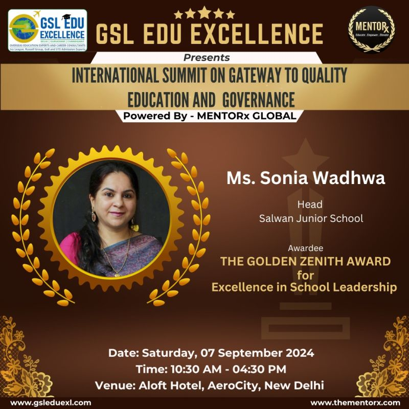 Grateful to MENTORx Global for this recognition. Looking forward to a great summit. Thanks Dr. Nancy Juneja for your heads up. hashtag#Excellenceineducation, hashtag#schoolleadership, hashtag#progressiveschools hashtag#innovationinschooleducation