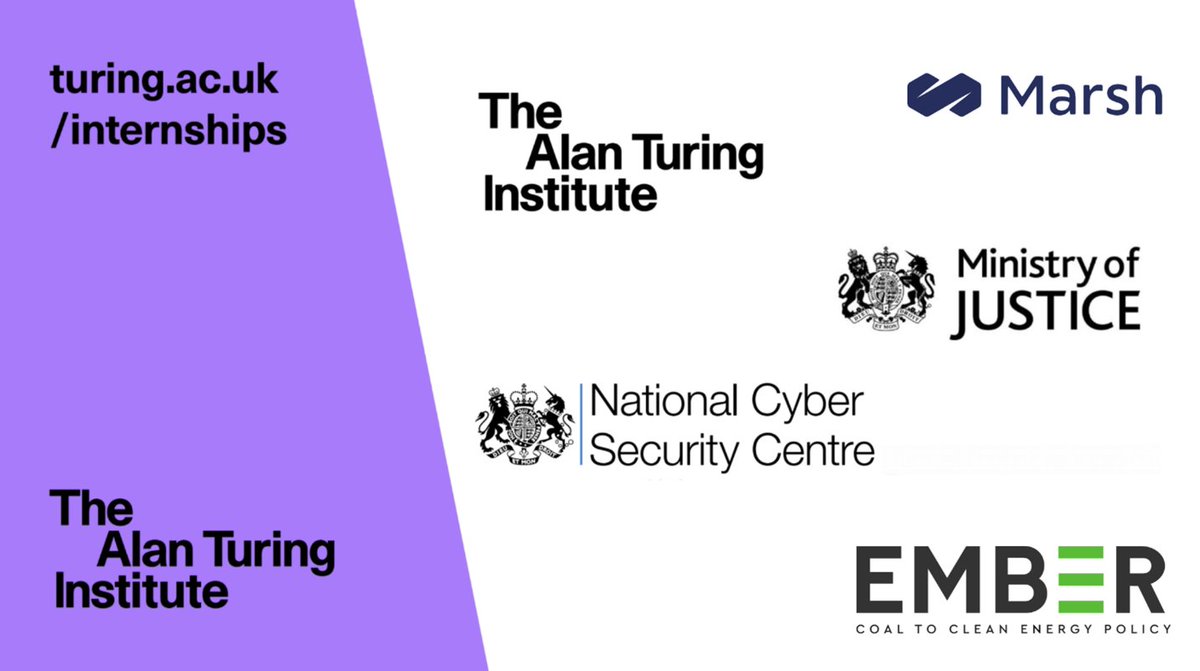 📢 The #TuringInternshipNetwork is open for applications! 3-12 month #PaidInternships for PhD candidates

🌟 Learn about 7 opps in justice, clean energy, data engineering, insurance + defence &amp; security: bit.ly/4dE2s93 

@EmberClimate <a href="/MarshMcLennan/">Marsh McLennan</a> <a href="/MoJGovUK/">Ministry of Justice</a> <a href="/NCSC/">NCSC UK</a>