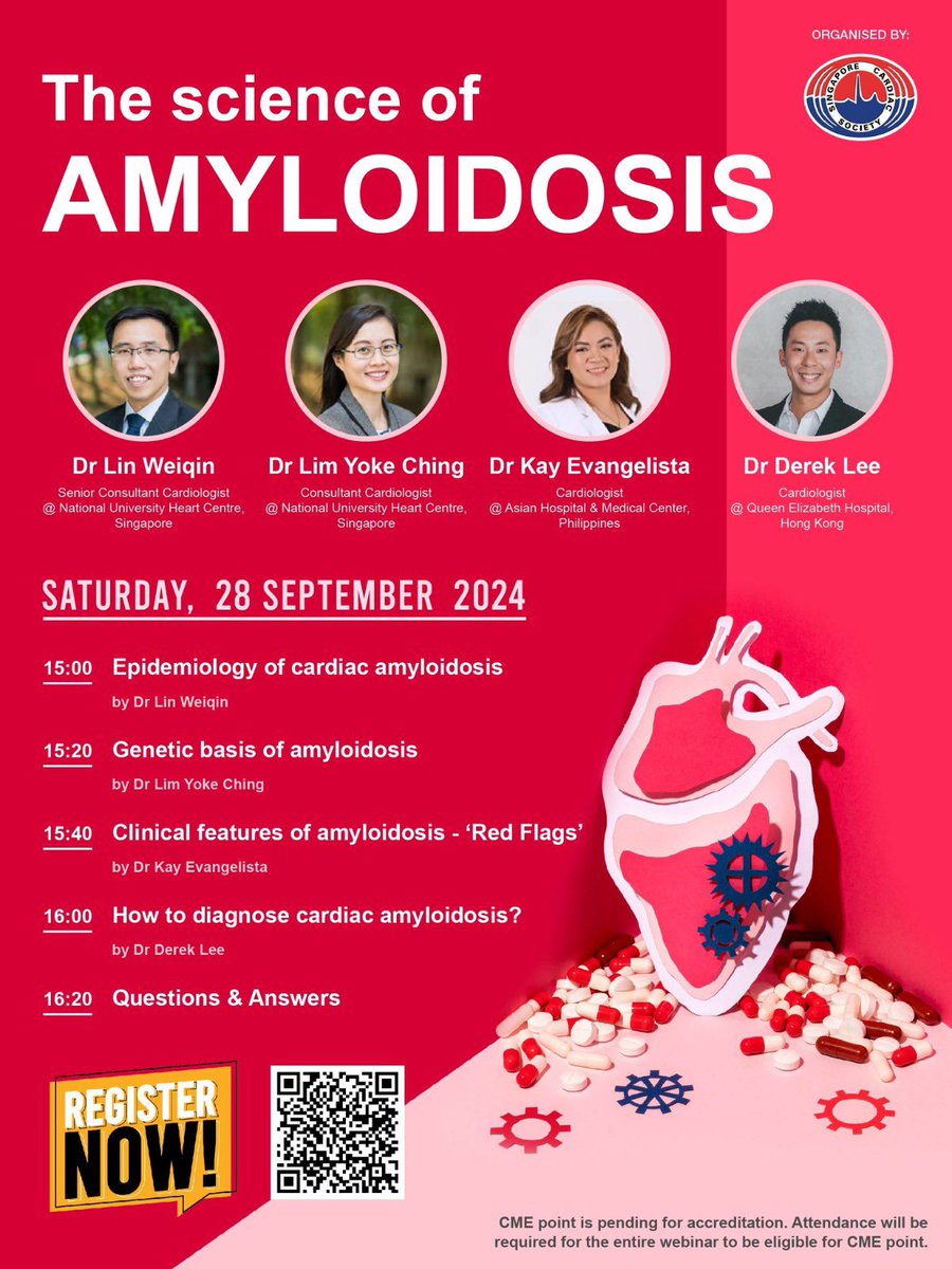 Novi Yanti Sari (@slumberbell) on Twitter photo Join us for an insightful webinar on #Amyloidosis, hosted by <a href="/SingCardiacSoc/">Singapore Cardiac Society</a>
Dive into the genetics and science behind it with expert <a href="/weiqin_lin/">Lin Weiqin</a>
Register here: us06web.zoom.us/webinar/regist…
<a href="/lkmevangelista/">laurenkay</a> <a href="/NUHCS/">NUHCS - National University Heart Centre,Singapore</a> <a href="/JoyYSOng/">Joy Ong</a> <a href="/ErsozluSara/">Sara Ersözlü, MD</a> <a href="/chinghuisia/">Ching-Hui SIA</a> Join us for an insightful webinar on #Amyloidosis, hosted by <a href="/SingCardiacSoc/">Singapore Cardiac Society</a>
Dive into the genetics and science behind it with expert <a href="/weiqin_lin/">Lin Weiqin</a>
Register here: us06web.zoom.us/webinar/regist…
<a href="/lkmevangelista/">laurenkay</a> <a href="/NUHCS/">NUHCS - National University Heart Centre,Singapore</a> <a href="/JoyYSOng/">Joy Ong</a> <a href="/ErsozluSara/">Sara Ersözlü, MD</a> <a href="/chinghuisia/">Ching-Hui SIA</a>