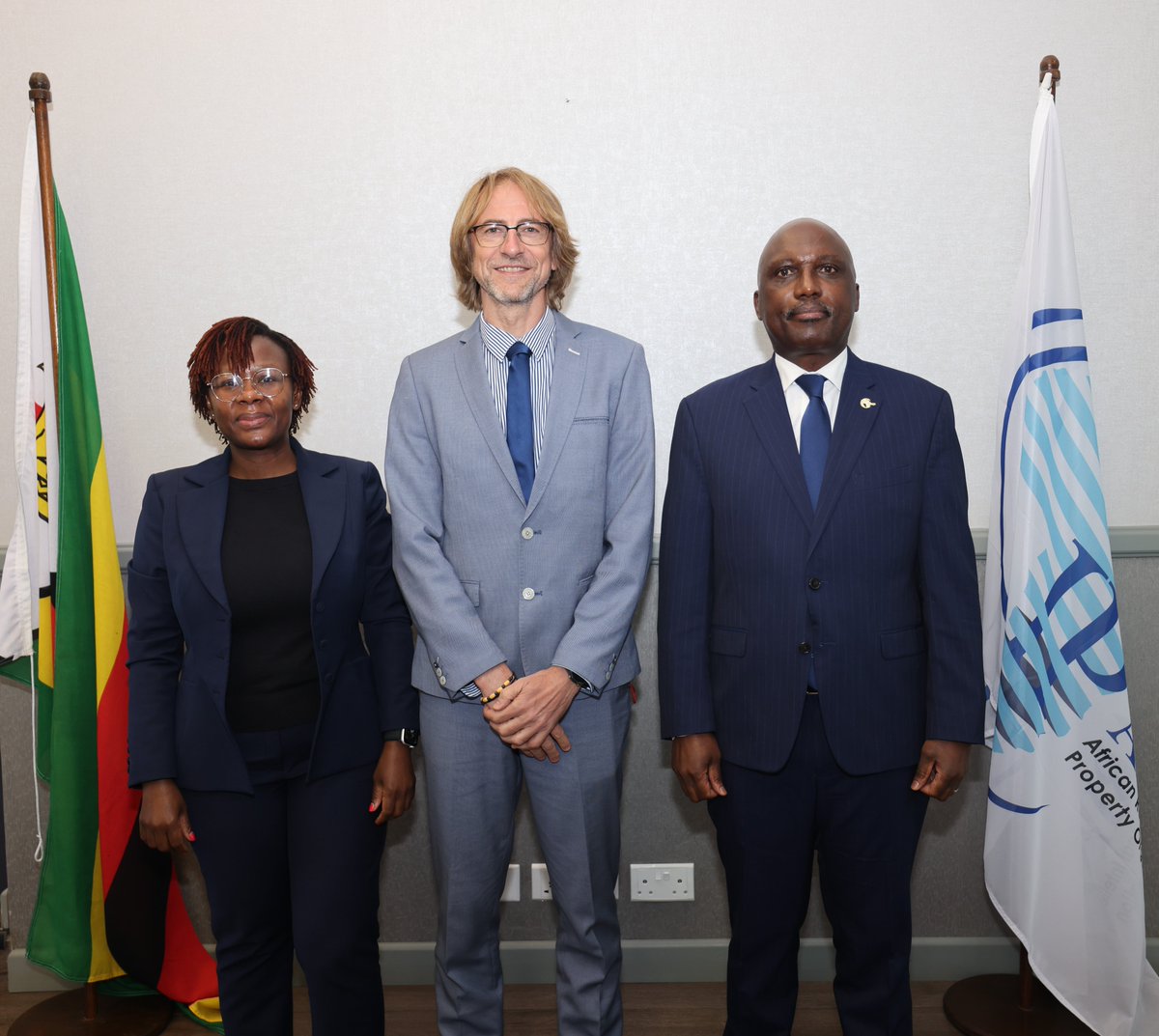 _ARIPO's tweet photo. The Technical Training on Trademarks for Examiners and Engagement with IP Agents in ARIPO Member States hosted by ARIPO in collaboration with @AfricaIPR #AfrIPI, started today in Harare.

The training was officially opened by the ARIPO Director General, Mr. Bemanya Twebaze and the Ambassador of  the @euinzim, represented by Mr. Franck Porte, Head of Cooperation, and Mr. Carlos Lleó, Acting Project Leader, AfrIPI.

As this three-day training program unfolds, it holds promise not only for enhancing individual skills but also for contributing to a more cohesive approach to trademark examination throughout the ARIPO region.

The anticipated outcomes include improved efficiency in processing trademark applications, greater consistency in examination practices, and ultimately, an increase in registered intellectual property rights that can stimulate economic growth across Member States.