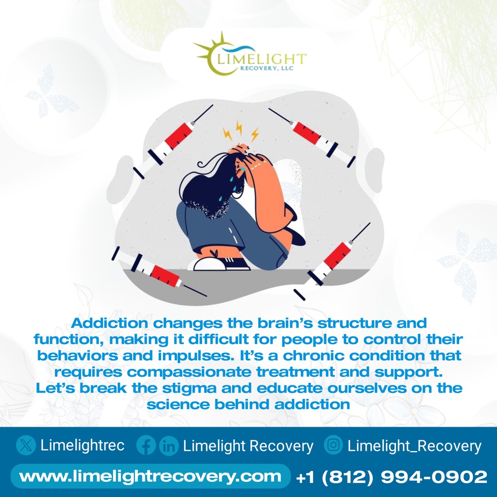 LimelightRec's tweet image. Today, we wish to let you know that addiction is a chronic condition that requires compassionate treatment and support. Let’s break the stigma and educate ourselves on the science behind addiction. #AddictionScience #BrainHealth