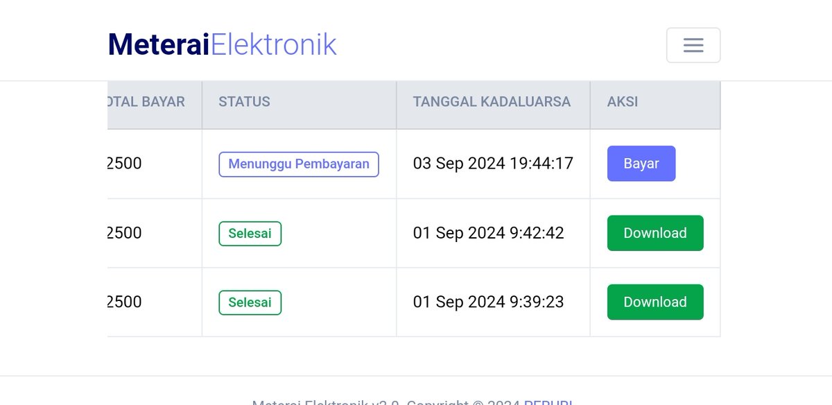_sugardates's tweet photo. @ForHumBUMN @peruri_id @PeruriDigital Halo admin peruri, aku beli materai udah dibayar tapi kok statusnya masih nunggu pembayaran ya? Kmarin malam saat coba pembubuhan materai engga bisa, eh tiba2 malem ini pas diliat udah ke stamp materainya, mana udah gabisa kedownload.. yaAllah.. Astaghfirulloh peruri.. https://t.co/41imS6df3D
