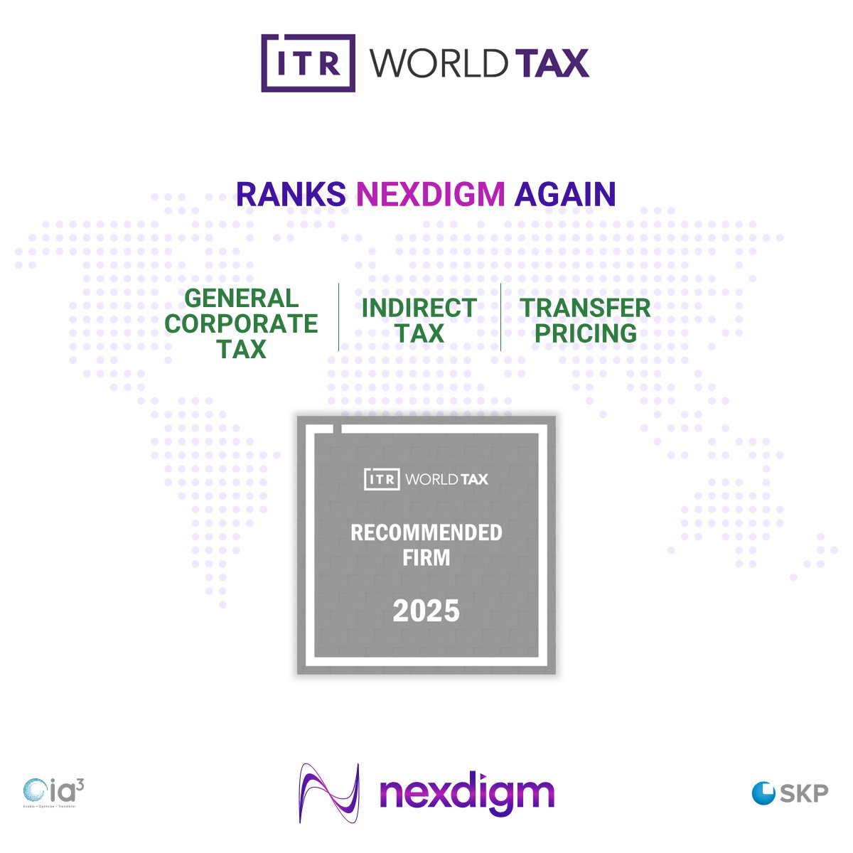 Nexdigm_'s tweet photo. We are thrilled to share that ITR World Tax has recognized &amp; ranked Nexdigm’s #GeneralCorporateTax, #TransferPricing, &amp; #IndirectTax services. A huge thank you to our clients, teams’ consistent efforts &amp; our 
 leaders who have steered every project toward fruition #TeamWork https://t.co/GQKCTJc6Sg