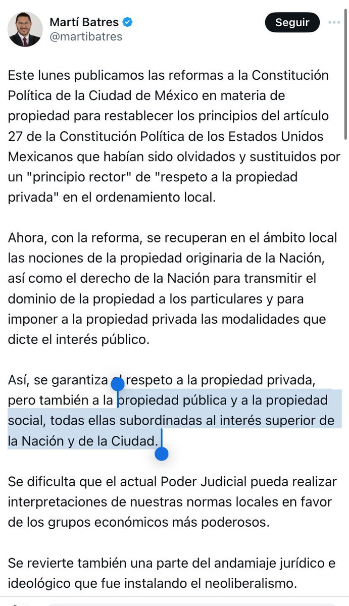 JuanpaQuijano's tweet photo. Sí querías comprar casa o departamento en la CDMX, te recomiendo pensarlo dos veces...

Martín Batres acaba de terminar con la propiedad privada y solo queda la "propiedad" entendida como una "concesión de la comunidad".

Estos bastardos de cagada van por todo... https://t.co/Lyr1Yx9OFS