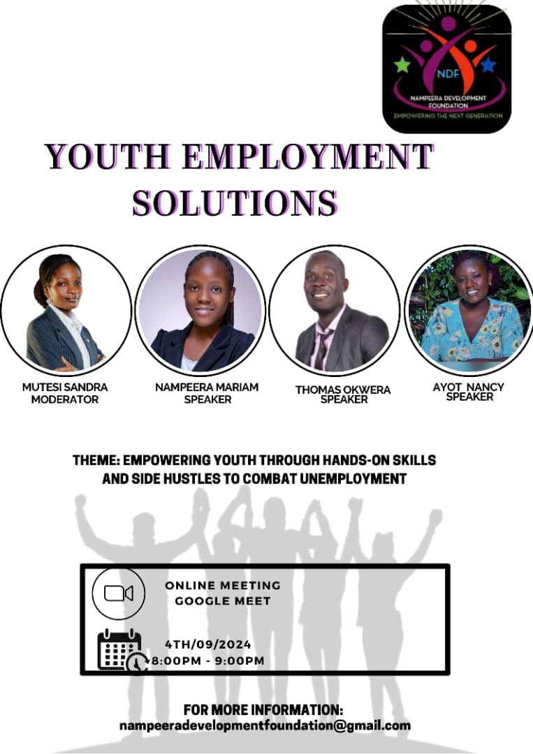 To join the meeting on Google Meet, click this link: 
meet.google.com/jkr-ptge-est 
Join us tomorrow on Google Meet for an inspiring discussion on empowering youth and tackling unemployment head-on. Don't miss out on strategies to shape a brighter future! 
See you there 💃