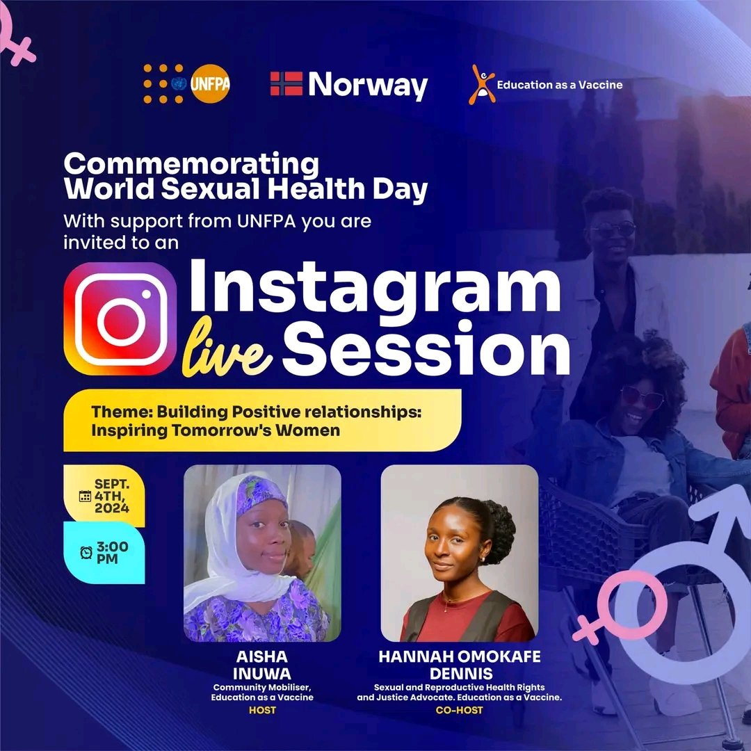 Asking for consent, empowering, supporting adolescent girls and young women and self-love are essential for sexual well-being. 

Join us 3pm tomorrow on @omokafe_hannah_dennis Instagram live to commemorate World Sexual Health Day as we discuss "Building Positive Relationships