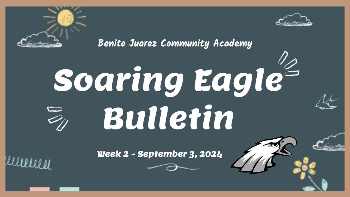BJCA Soaring Eagles Weekly Bulletin: Announcements to Help You Soar This Week 🦅
📓 Week 2 - September 3rd, 2024

To access our bulletin, go to: tinyurl.com/SoaringEagles2