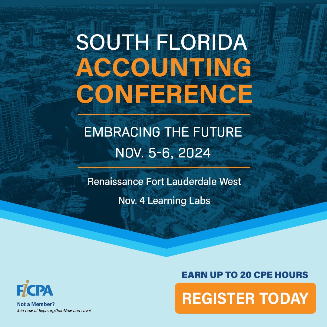 The FICPA’s Nov. 5-6 South Florida Accounting Conference with an optional Ethics Seminar and free Learning Labs on Nov. 4 give you the opportunity to earn up to 24 CPE when you attend all three. That’s what makes #FICPASFAC epic! Register today: bit.ly/48zlhbl