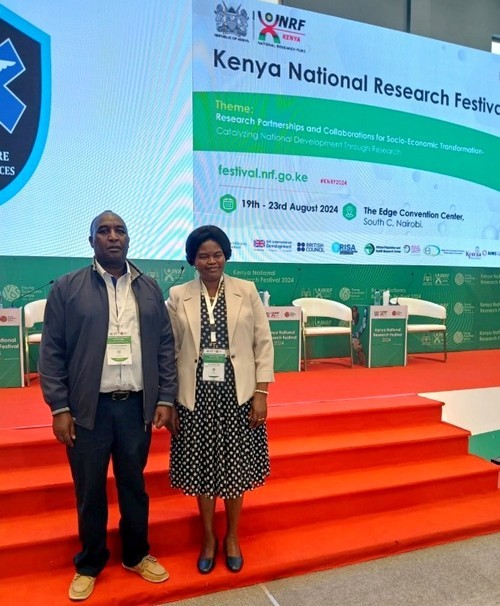 mksu_official's tweet photo. Machakos University’s Researcher Shines At The Kenya National Research Festival 2024!
Machakos University once again demonstrated its research prowess by securing a National Outstanding Researcher Award (NORA) during the Inaugural Kenya National Research Festival 2024 which was held on 19th – 23rd August 2024 at the Edge Convention Centre, Nairobi. The festival was jointly organized by National Research Fund (NRF), and Young Scientists Kenya (YSK).
The festival marked the beginning of celebrating milestones achieved by Kenyan researchers.
Dr. Veronica Okello, a researcher from Machakos University received a Special Recognition Award under Women Researchers in the category of Physical Sciences, Technology and Innovation. The Award is given to Kenyan female researchers with a research experience of 5 years and above. Prof. Stanley Makindi, Acting Deputy Vice Chancellor, Research Innovation and Linkages, received this outstanding award in her absentia. https://t.co/baH5Fhsxei
#MachakosUniversity#MKsUShines#HomeofExcellence#HomeofResearchers#CongratulationsDr.VeronicaOkello!