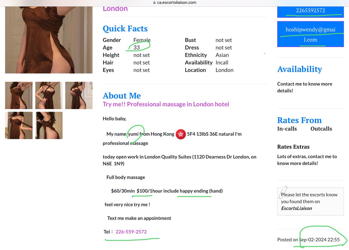 中推扫黄办主任实时报道😄
Yumi 还是那个yumi, 又回到了33岁的花季。邮箱还是那个邮箱，宝贝还是那个宝贝。
2024年9月2日22:55分，于加拿大安大略省的London，Yumi宝贝诚邀与君共度Happy Ending，100加币，用手，（小费多多益善）🤣🤣🤣