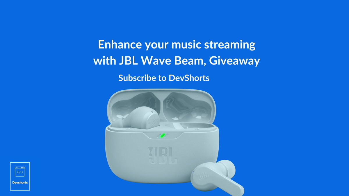 2 JBL Wave Beam Giveaway 🎊

Crossed 1500+ subscribers on DevShorts, Means a swag drop!🥳

- Follow DevShorts
- RT this post
- Subscribe to DevShorts (devshorts.in)
- Tag your developer friends in the comments (Min 2)

Deadline - 18th Sep.