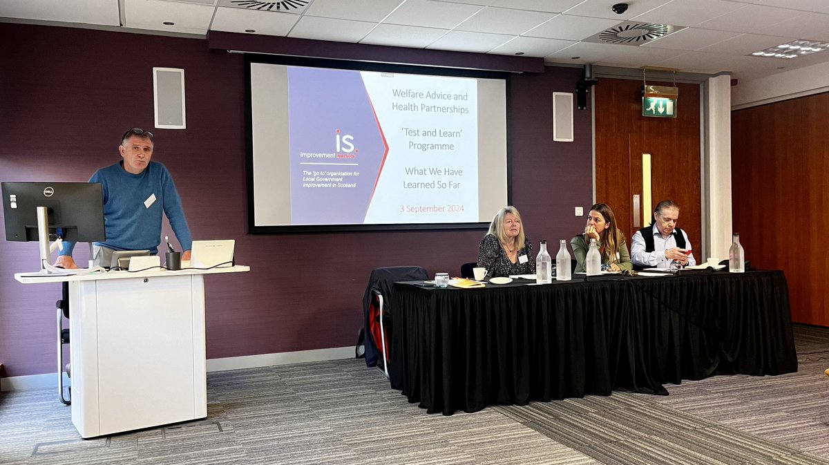 Improvement Service (@improvserv) on Twitter photo 🆕The IS today published initial findings from an evaluation of the Welfare Advice and Health Partnerships (WAHPs) funded by <a href="/scotgovhealth/">Scot Gov Health</a>. The launch event was attended by <a href="/GCU_SPIRU/">Scottish Poverty & Inequality Research Unit</a> <a href="/deependgp/">Deep End GP Scotland</a> @dundeecouncil with a video message from <a href="/neilcgray/">Neil Gray MSP</a>
improvementservice.org.uk/news/september… 🆕The IS today published initial findings from an evaluation of the Welfare Advice and Health Partnerships (WAHPs) funded by <a href="/scotgovhealth/">Scot Gov Health</a>. The launch event was attended by <a href="/GCU_SPIRU/">Scottish Poverty & Inequality Research Unit</a> <a href="/deependgp/">Deep End GP Scotland</a> @dundeecouncil with a video message from <a href="/neilcgray/">Neil Gray MSP</a>
improvementservice.org.uk/news/september…