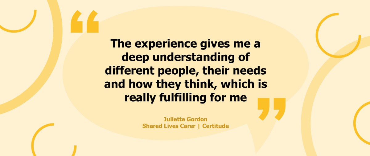 Certitude's tweet image. Juliette talks about being a #SharedLives carer with Certitude for over 8 years… “I feel so blessed to have had such wonderful people living with me in my home”

Read more👉certitude.london/news/shared-li…

#ForTheLifeYouWant #Certitude