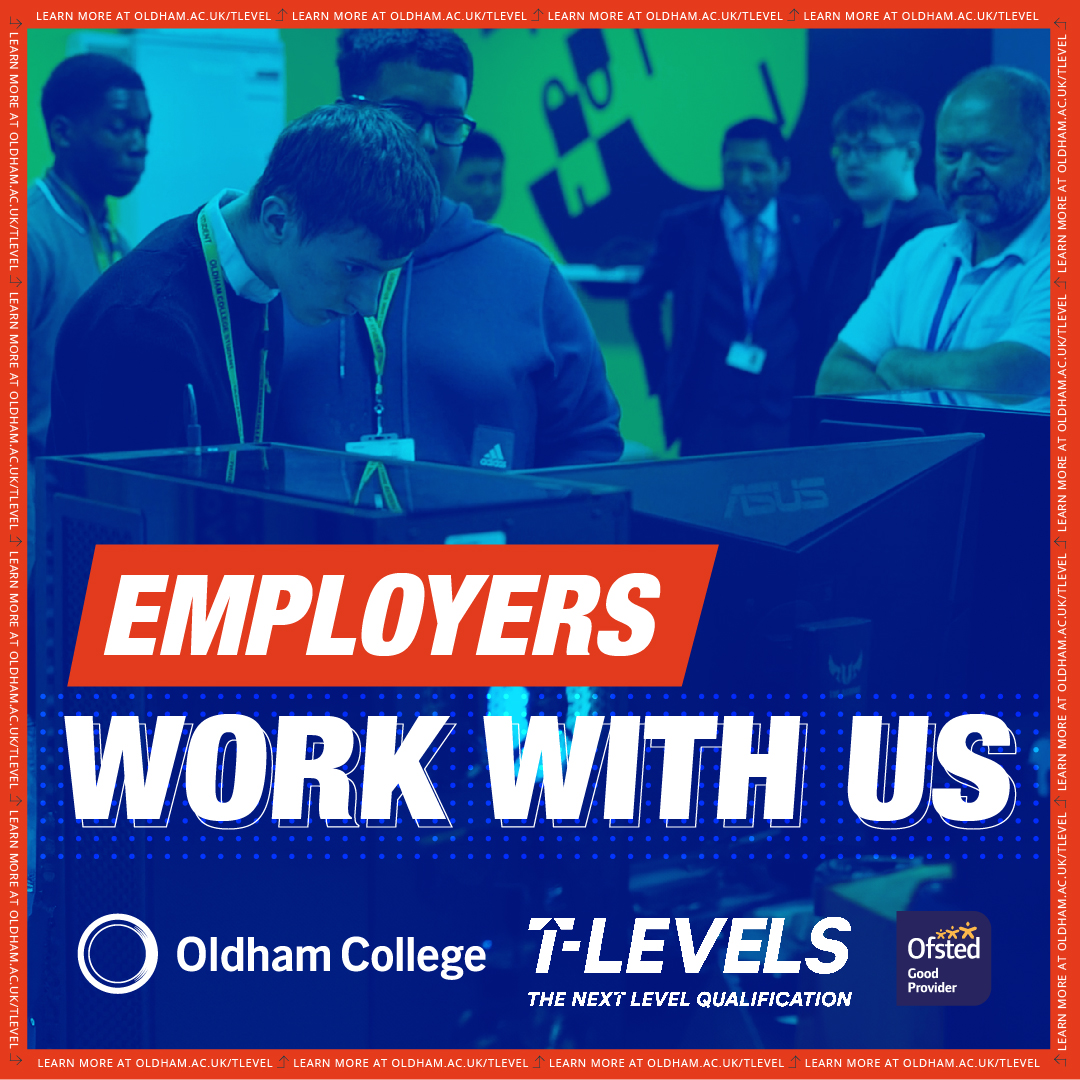 Can you offer a Digital T Level learner a work placement?

We're looking for employers to help ambitious T Level learners put their skills into practice on a work placement - in a structure that suits you.

Contact boo.bradley@oldham.ac.uk or call 0161 785 4050 to learn more.