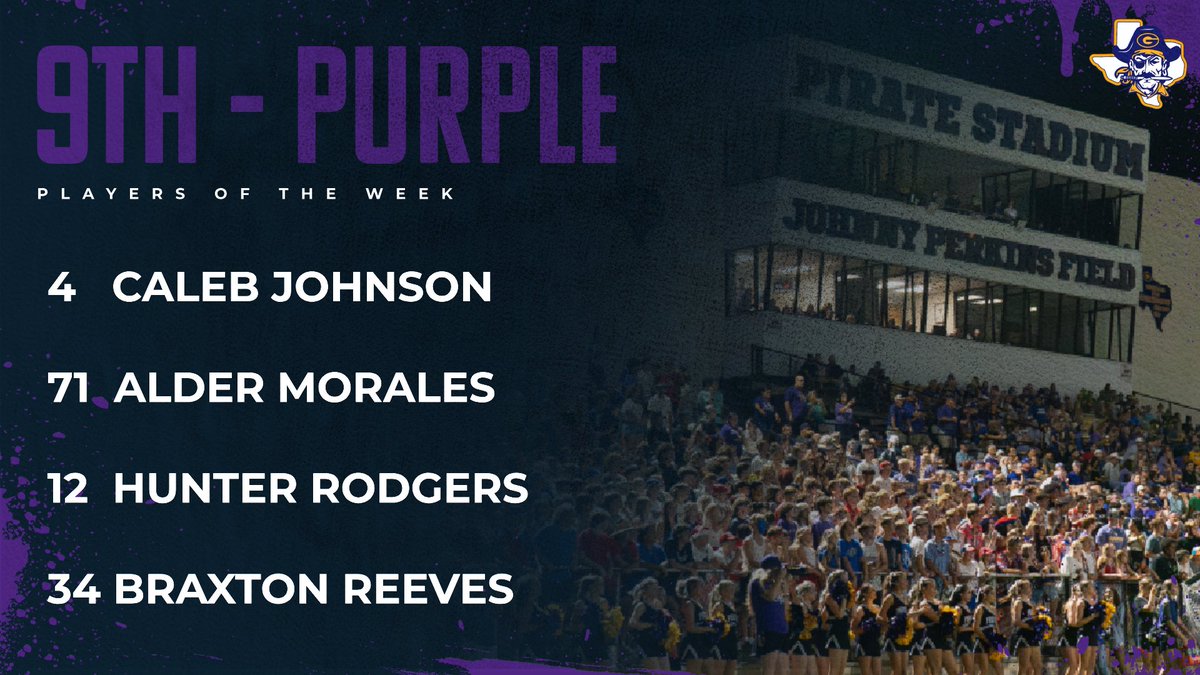GranburyFB's tweet photo. Our sub varsity ballers of Week 1!1⃣ Keep making PLAYS!🏈
#PiratePride #POTW #SubVarsity https://t.co/dYL045yRto