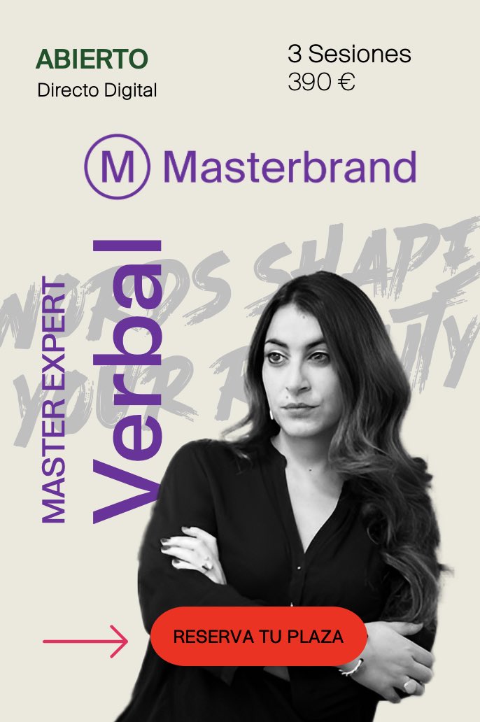 PLAZAS ABIERTAS! Master Expert de Identidad Verbal. Reserva tu plaza masterbrand.es/tono-voz/ #branding