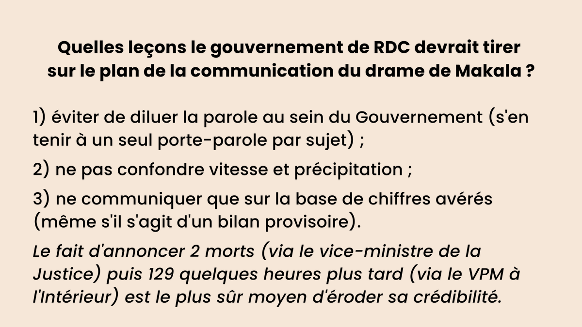 mcheylan's tweet photo. Ce qui s'est passé ce lundi 2 septembre à la prison de #Makala en #RDC est avant tout un drame humain. 
Mais c'est aussi l'occasion de tirer des leçons sur le plan de la #communication gouvernementale 👇 https://t.co/gMGodzBJ7M