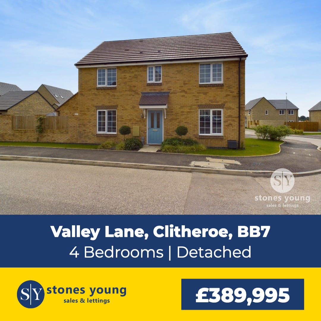 Featured Property For Sale 😍
Valley Lane, Clitheroe, BB7
4 Bedroom, Detached. £389,995

AN IMPRESSIVE MODERN 4 BEDROOM DETACHED FAMILY HOME BOASTING SOUTH EAST FACING GARDENS, GARAGE &amp; 3 CAR DRIVE

#clitheroe #featuredproperty #stonesyoung #freevaluation #awardwinningestateagent