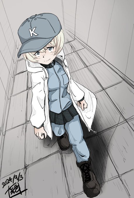 そんな訳で #ヨウコ生誕祭 の描いた絵をに色を塗り塗りしてみた! カラーもいいかもしれんなー でもカラー用なら下絵の線をもっと減らすべきだったかもしれんなー 何はともあれヨウコお誕生日おめでとう! #ヨウコ生誕祭2024 #ガルパン