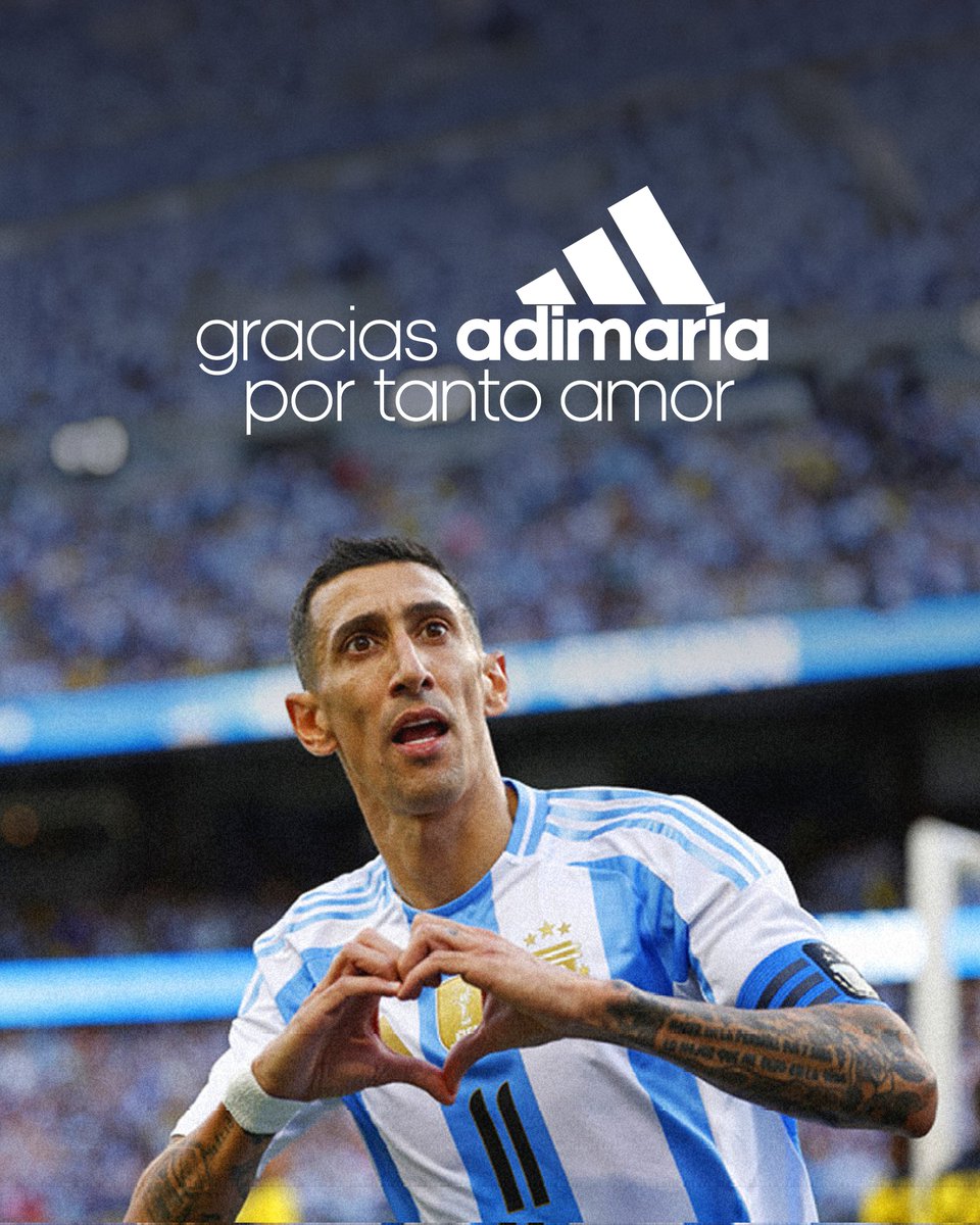 marcadegol's tweet photo. adidas está preparando un gran homenaje a Ángel Di María, pidiéndole a los hinchas que le dejen un mensaje usando el hashtag #adiMaria 🇦🇷
En breve veremos lo que armó la marca que acompañó al Fideo toda su carrera... https://t.co/3Og4e33ghT