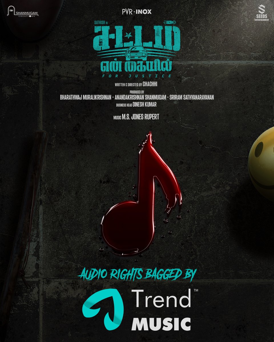 TrendMusic (@trendmusicsouth) on Twitter photo Hey folks, happy to share that we have bagged
the #AudioRights of #SattamEnKayil
Get Ready for a Striking Album!!
Directed by <a href="/chachhi150003/">chachhi</a>
<a href="/actorsathish/">Sathish</a> <a href="/bharathwaj1119/">SHANMUGAM CREATIONS</a> <a href="/sriramproducer/">Sriram Producer.</a> <a href="/MuthaiahG/">P.G.Muthiah</a> <a href="/martintitus98/">martintitus98</a> <a href="/vidya_pradeep01/">Dr. Vidya Pradeep</a> <a href="/ajayraaj/">Ajay Raaj</a> <a href="/Pavelnavagethan/">Pavelnavageethan</a> <a href="/mimegopi/">mimegopi</a> Hey folks, happy to share that we have bagged
the #AudioRights of #SattamEnKayil
Get Ready for a Striking Album!!
Directed by <a href="/chachhi150003/">chachhi</a>
<a href="/actorsathish/">Sathish</a> <a href="/bharathwaj1119/">SHANMUGAM CREATIONS</a> <a href="/sriramproducer/">Sriram Producer.</a> <a href="/MuthaiahG/">P.G.Muthiah</a> <a href="/martintitus98/">martintitus98</a> <a href="/vidya_pradeep01/">Dr. Vidya Pradeep</a> <a href="/ajayraaj/">Ajay Raaj</a> <a href="/Pavelnavagethan/">Pavelnavageethan</a> <a href="/mimegopi/">mimegopi</a>