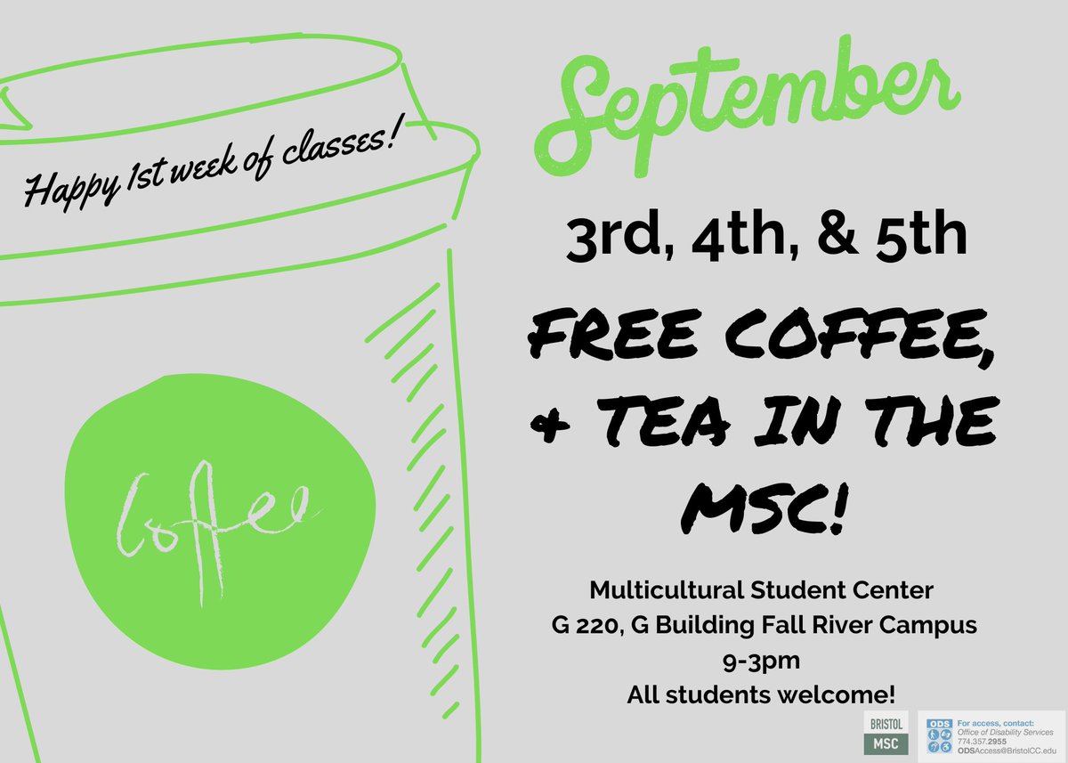 Happy first day of classes!  So excited to meet YOU!!  Stop by the Multicultural Student Center (G220) and grab a free cup of coffee!  While you are here check out our student lounge, computer spaces and more!  Open today from 8-4pm