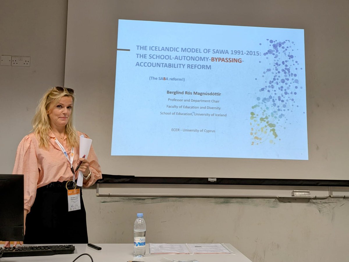 Next, <a href="/BRMagnusdottir/">Berglind Rós</a> discussed the Icelandic case, where school autonomy was adopted, but accountability policies were 'bypassed.' Despite attempts to introduce accountability in upper secondary education, these reforms faced strong resistance