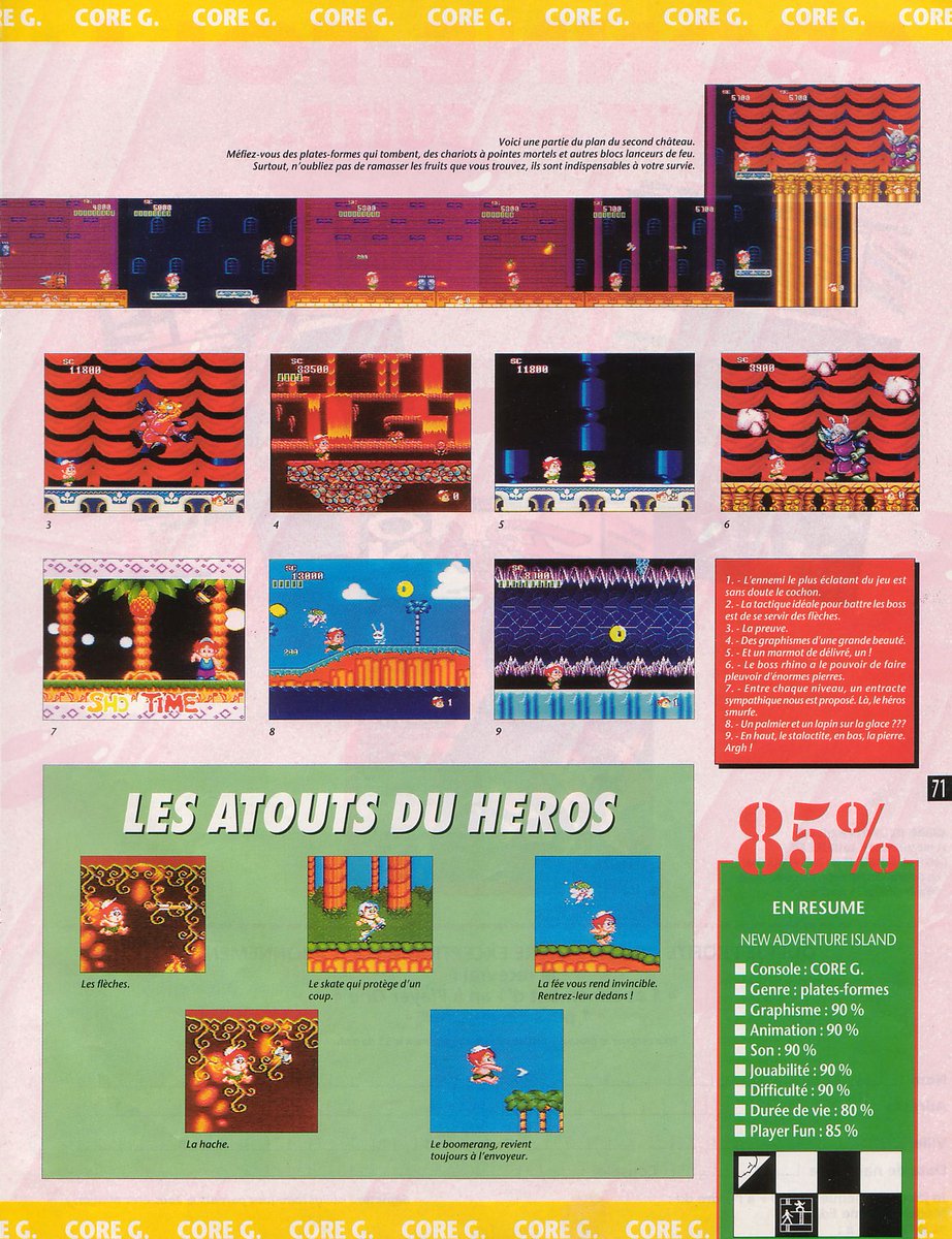 AllmightoFranky's tweet image. On passe sur #CoreGrafx avec le test de #NewAdventureIsland,la copie conforme de WonderBoy!! et #RivalTurf sur #Supernes!!4/5