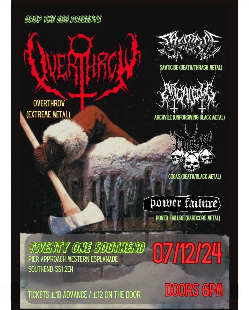 London extreme metal duo <a href="/overthrowdeath/">OVERTHROW</a> will be levelling Southend on the 7th December 💀👊🏻 #overthrow #concert #redefiningdarkness
