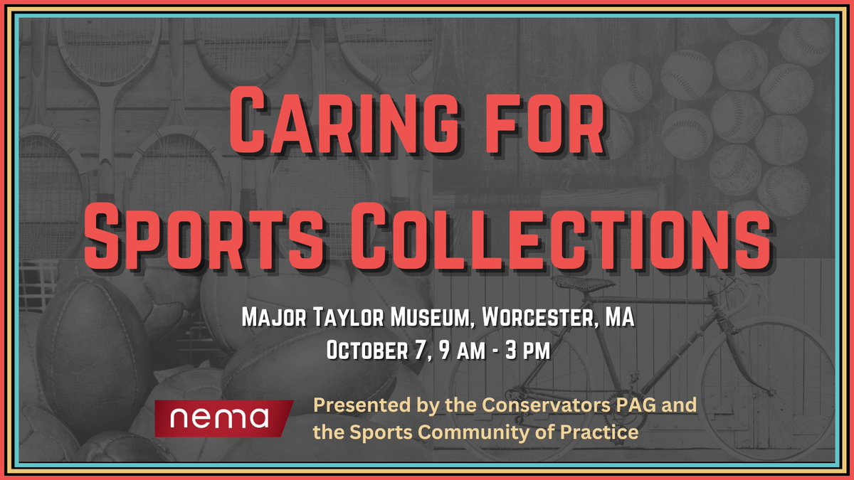 On 10/7 join us at the Major Taylor Museum for an in person workshop that will explore sports collections and the inherent challenges of maintaining and preserving these unique items through presentations by collections specialists and conservators:  ow.ly/4YHL50T6rXV