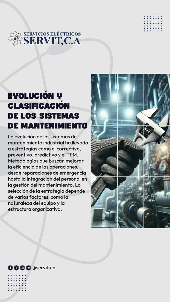 servit_ca's tweet image. 🛠️ 𝗟𝗼𝘀 𝗦𝗶𝘀𝘁𝗲𝗺𝗮𝘀 𝗱𝗲 𝗠𝗮𝗻𝘁𝗲𝗻𝗶𝗺𝗶𝗲𝗻𝘁𝗼 han mejorado la confiabilidad de las operaciones industriales. Inicialmente centrados en la reparación de fallas, estos sistemas se han diversificado para incluir estrategias... instagram.com/p/C_acUBPyVv5/…