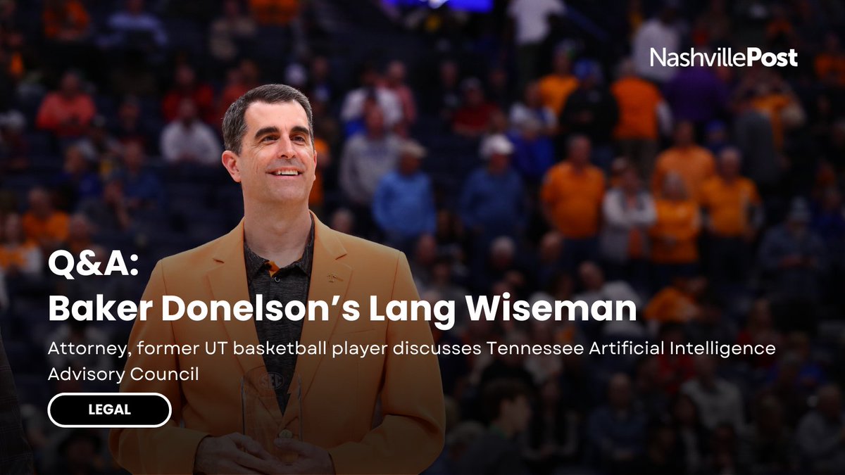 Baker Donelson attorney Lang Wiseman was recently named to the Tennessee #ArtificialIntelligence Advisory Council. Specifically, he will chair the council's policy subcommittee.

Read more here: nashvillepost.com/business/legal…