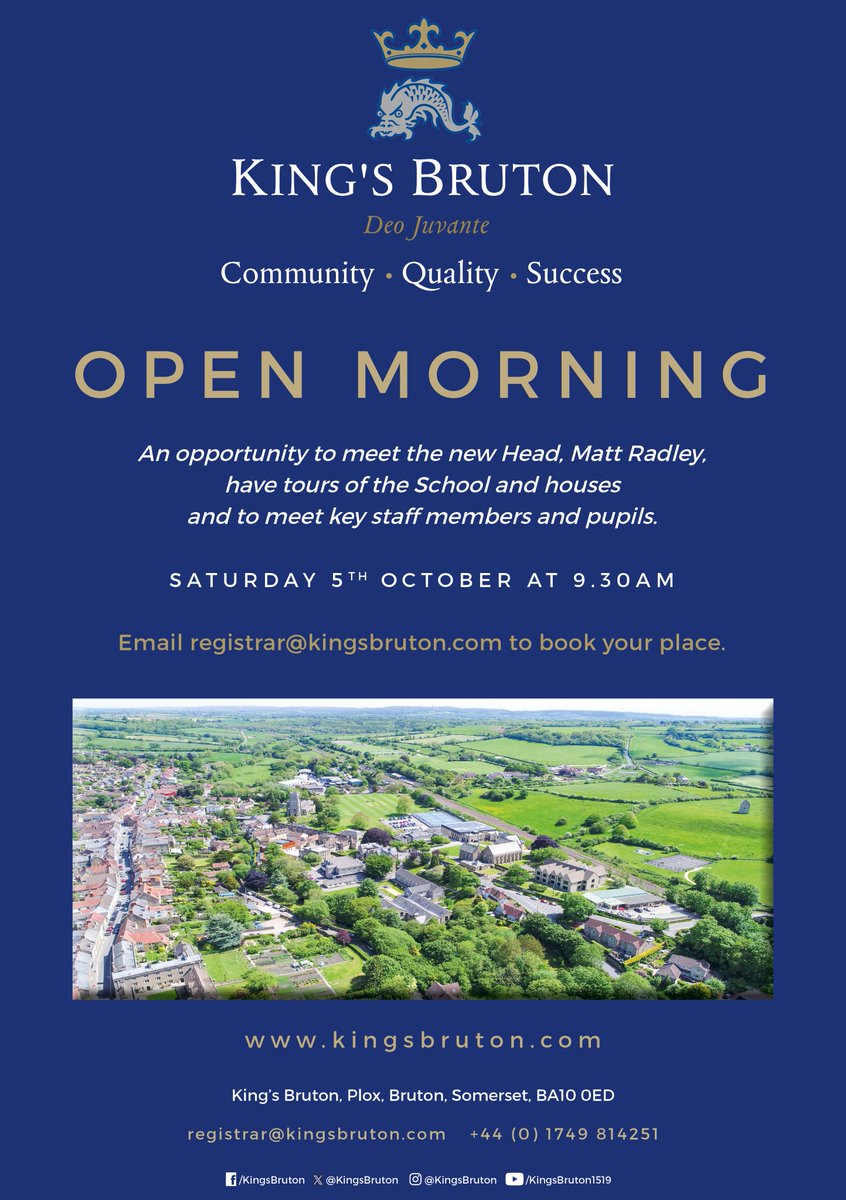 King's Bruton (@kingsbruton) on Twitter photo Book your place at our Open Morning <a href="/KingsBruton/">King's Bruton</a> on Saturday 5th October at 9.30am.
bit.ly/3AHPJ6z
#KSBCommunity #KSBQuality #KSBSuccess <a href="/KSBAdmissions/">@KSBAdmissions</a> <a href="/GoodSchoolsUK/">The Good Schools Guide</a> <a href="/HMC_Org/">HMC (The Heads' Conference)</a> <a href="/ISC_schools/">Independent Schools Council</a> Book your place at our Open Morning <a href="/KingsBruton/">King's Bruton</a> on Saturday 5th October at 9.30am.
bit.ly/3AHPJ6z
#KSBCommunity #KSBQuality #KSBSuccess <a href="/KSBAdmissions/">@KSBAdmissions</a> <a href="/GoodSchoolsUK/">The Good Schools Guide</a> <a href="/HMC_Org/">HMC (The Heads' Conference)</a> <a href="/ISC_schools/">Independent Schools Council</a>