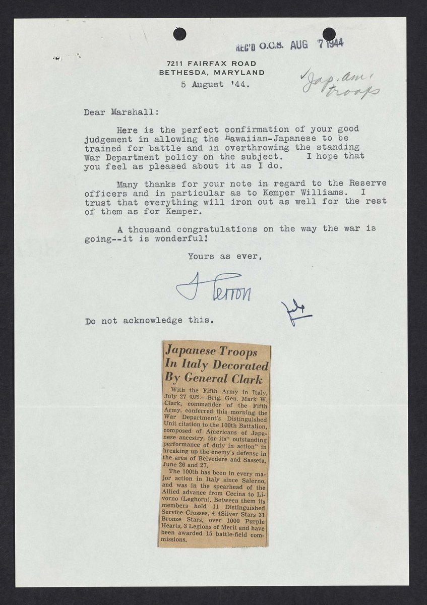 MelissasLibrary's tweet photo. #CollectionHighlight
From Gen. Charles D. Herron, commander of the Hawaii Division from 1938 until his retirement in 1941 before Pearl Harbor.
#MarshallFoundationLibrary https://t.co/QwjD4f13F4