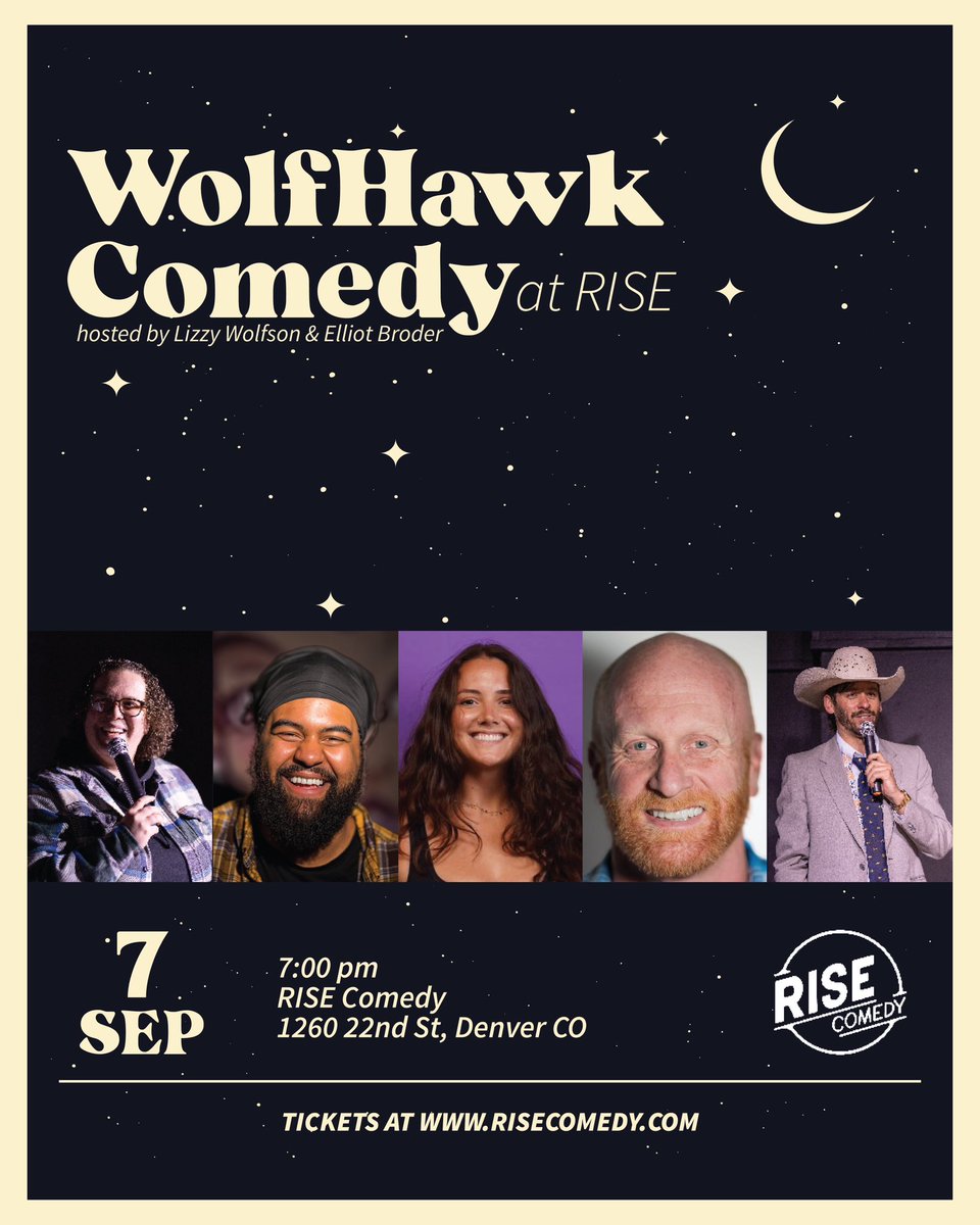 WolfHawk Comedy Show at Rise Comedy in Downtown Denver is this Saturday 9/7 at 7pm!! We have an awesome lineup of standup comedians - grab your tickets now!! 🎟️ #wolfhawk #comedy 🐺🦅
