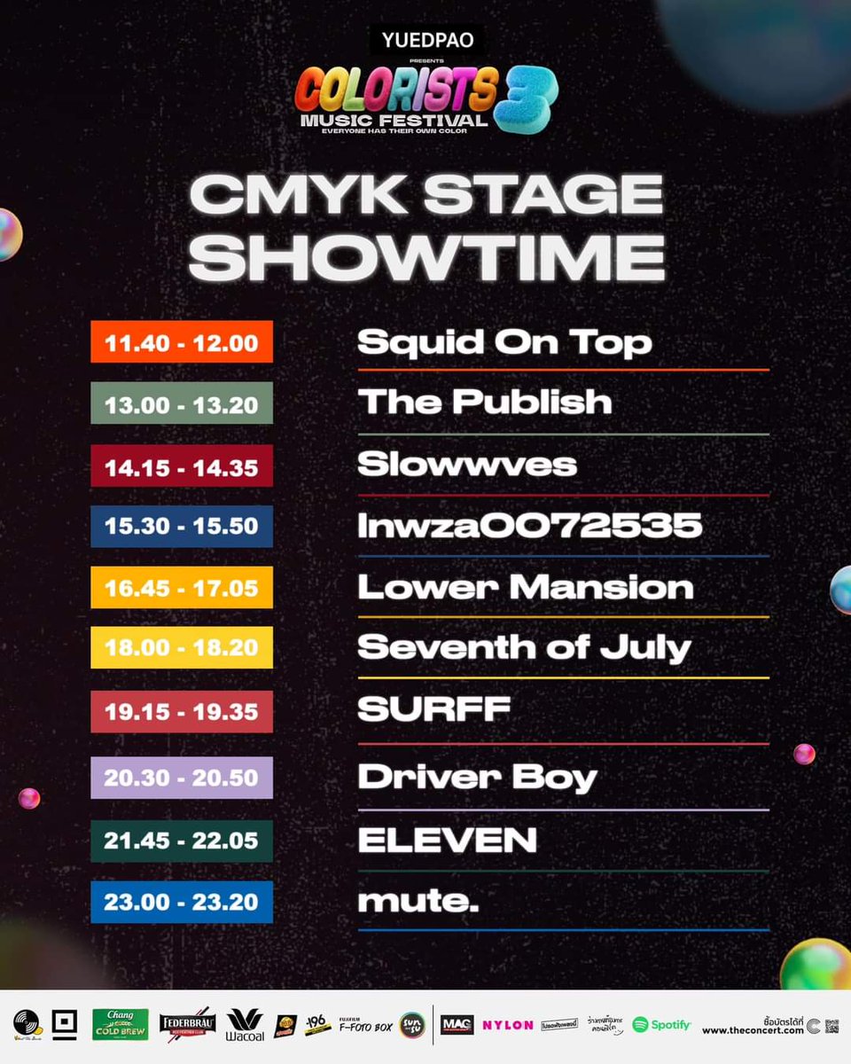 thoop40's tweet image. SHOWTIME  
• CMYK STAGE มาแล้ว
งาน COLORISTS MUSIC FESTIVAL 3
🎫 ราคาเพียง 1,200 บาท
ซื้อบัตรได้ทาง The Concert Application
แล้วมาเจอกัน
🗓 เสาร์ ที่ 7 ก.ย. นี้
📍Union Hall

#ColoristsMusicFestival3
#TheConcertApplication