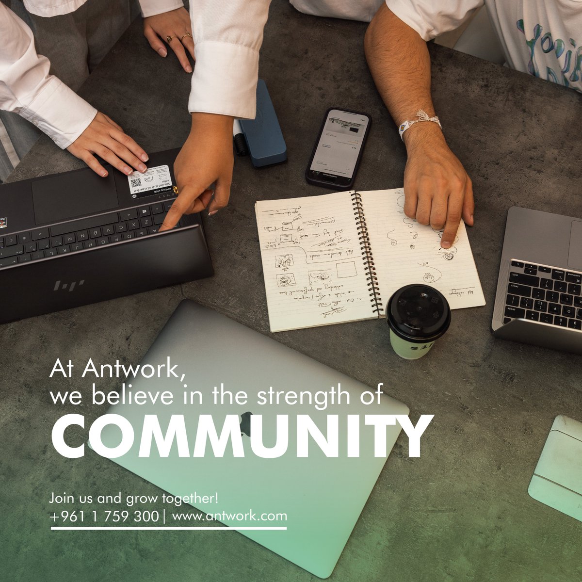 antwork's tweet image. At Antwork, we believe in the power of community. Let’s build a stronger future, side by side!  📞 +961 1 759 300 | 🌐 antwork.com | 📧 letstalk@antwork.com  #Antwork #WorkSpace #BusinessSolutions #Beirut #MENA