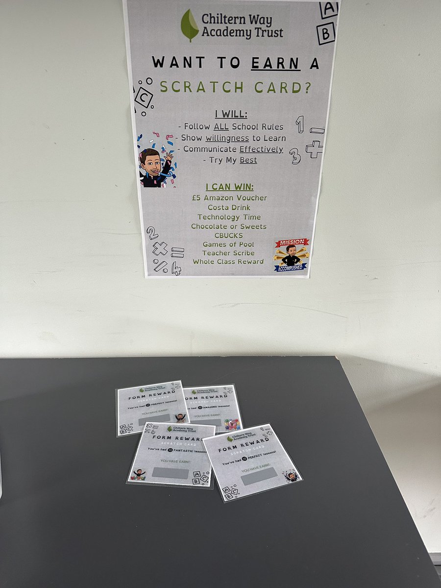 The Scratch Cards are back but this time for my Transition Class 🙌🏼

Short Term Rewards to support student engagement 🤞🏻

#SEND #EduTwitter