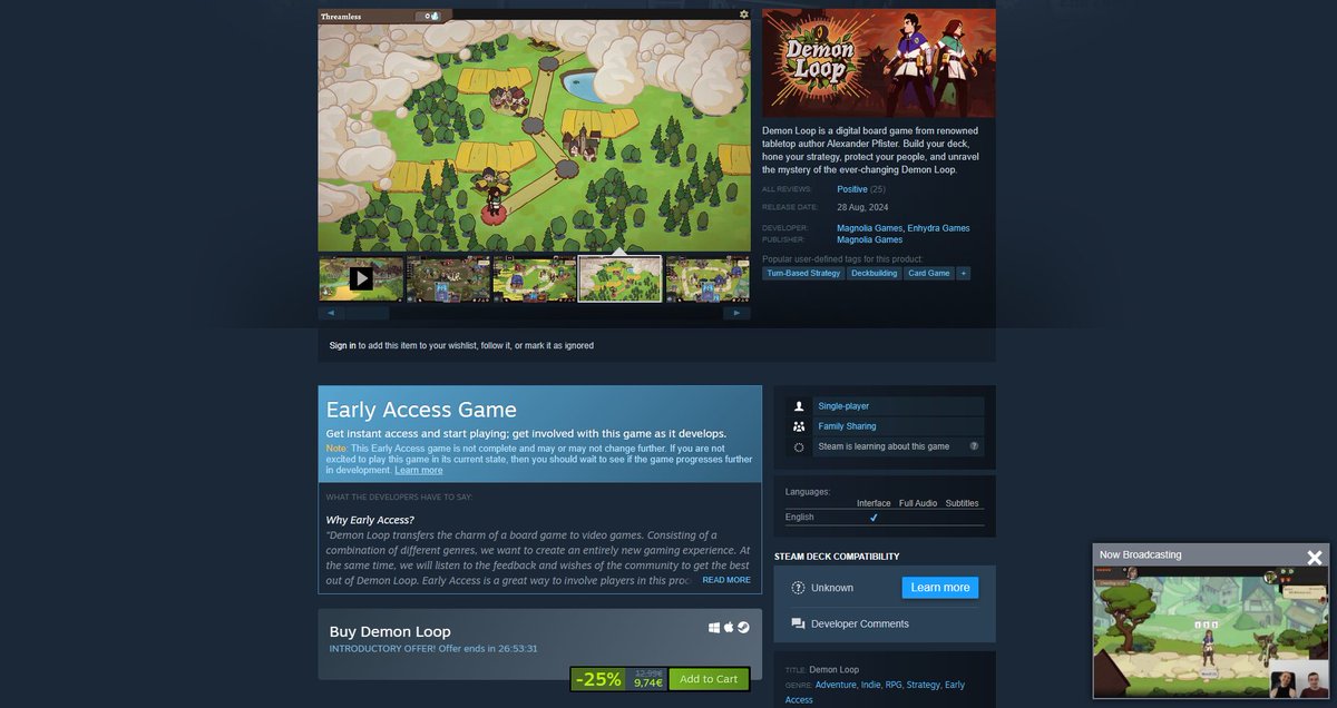 Our launch weekend was a blast! Demon Loop was (as Steam-Reviews show) received really well, thank you! ❤️

Have YOU already tried out the Loop? In case you haven't, make sure you grab it while it's still on sale (for another day!) ⚔️ store.steampowered.com/app/2439830/De…