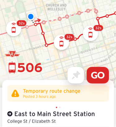 We've partnered with our pals from <a href="/transitapp/">Transit</a> to add a new free in-app feature that will track and show in real-time any unplanned surface vehicle diversions on a one-year pilot. (Yes, planned diversions will also be there).
So when a road is blocked or closed for an emergency,