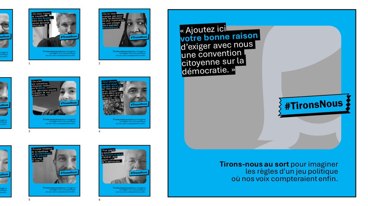 Puisque notre #démocratie est décidément mal en point, #TironsNous... au sort 😉.

Comme <a href="/GMeurice/">GMeurice</a>, <a href="/PLudosky/">Priscillia Ludosky</a>, <a href="/PaulaForteza/">Paula Forteza</a> et plein d'autres citoyen(ne)s, exigez joyeusement avec nous l'organisation d'une #ConstituanteCitoyenne tirée au sort.

✊tirons-nous.agoralab.fr