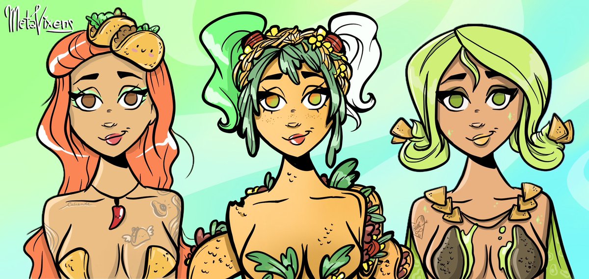 MetaVixensNFT's tweet photo. Happy Taco Tuesday everyone!

From our yummy gals:

🌶️ - owned by @JakeBalchNFT 
🌮 - owned by @pmcgarry2000 
🥑 - owned by @JakeBalchNFT 

🌮✨🌶️✨🥑✨🌮✨🌶️✨🥑✨🌮✨🌶️✨🥑

#MetaVixens #NFTCommunity @0xPolygon https://t.co/sbj1Y7ipI0