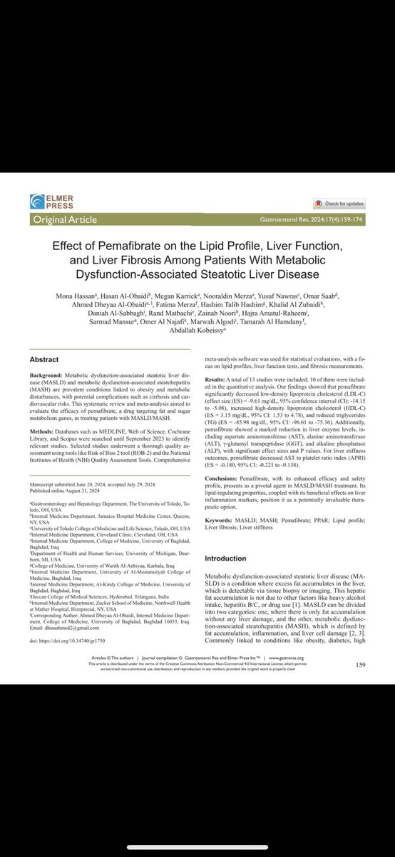 Excited to share our latest publication on the effects of Pemafibrate in patients with steatotic liver disease! This is another valuable addition to our ongoing research in gastroenterology and liver disease. Proud to lead this important work.

lnkd.in/gDzRgZjv