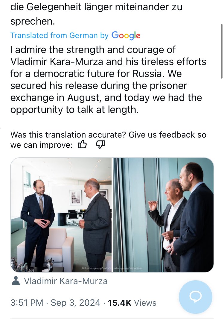 sumlenny's tweet photo. Immediately after Russia has killed 47 and wounded 200+ Ukrainians in a missile strike at a hospital and a school in Poltava, our Chancellor Scholz poses with a Russian politician who called for lifting Russian sanctions, because Russians “do not support war”. https://t.co/crfZk4xUqz
