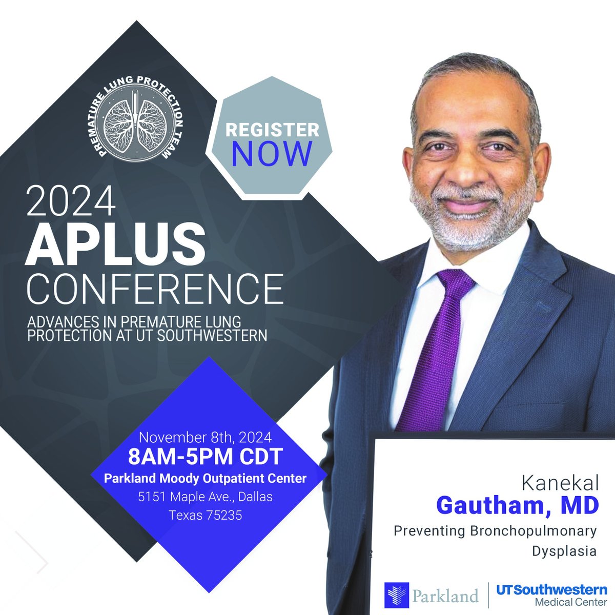 Venkat Kakkilaya (@vkakkilaya) on Twitter photo Please join us at APLUS conference 2024 
Dr. Gautham Suresh <a href="/Dr_KSGautham/">Dr. K. S. Gautham</a> 
Lecture: "Preventing Bronchopulmonary Dysplasia – Knowledge, Implementation, and Attitudes"
Workshop: "Ensuring success with Respiratory QI’
Panelists: <a href="/KapadiaNeo/">Vishal Kapadia</a> <a href="/veeraltolia/">Veeral Tolia, MD</a> 
cme.utsouthwestern.edu/rp2411a Please join us at APLUS conference 2024 
Dr. Gautham Suresh <a href="/Dr_KSGautham/">Dr. K. S. Gautham</a> 
Lecture: "Preventing Bronchopulmonary Dysplasia – Knowledge, Implementation, and Attitudes"
Workshop: "Ensuring success with Respiratory QI’
Panelists: <a href="/KapadiaNeo/">Vishal Kapadia</a> <a href="/veeraltolia/">Veeral Tolia, MD</a> 
cme.utsouthwestern.edu/rp2411a